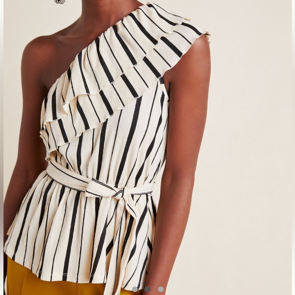 Maeve by Anthropology, S, Ruffled One Shoulder Top
